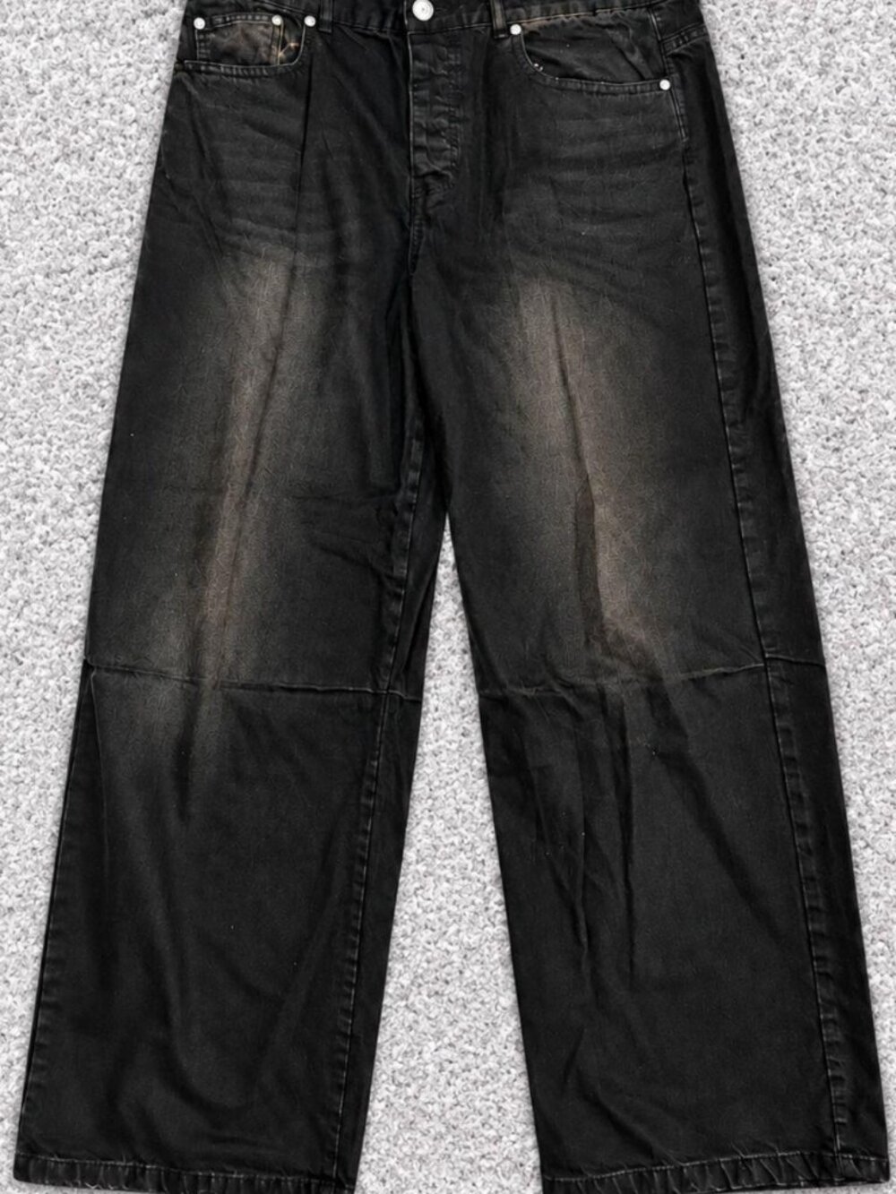 BoohooMAN Black Coated Wide Leg Jeans Waxed Baggy Y2K Denim Pants